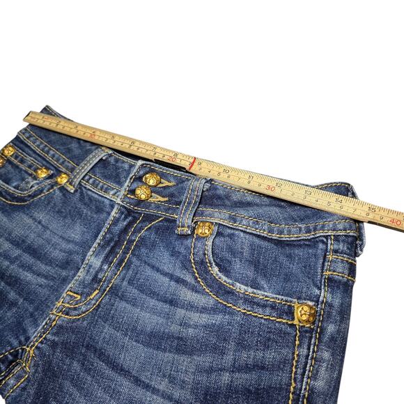 Y2k Miss Me Boot Cut Gold Rhinestone Angel Wing Jeans SZ 29 JP5011 Bling McBling - Picture 7 of 11